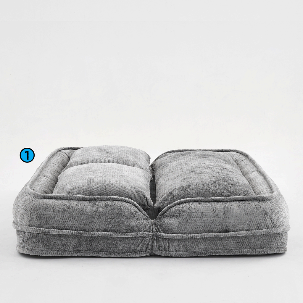 2-in-1 Extra Large Chenille Floor Couch Loveseat for Humans & Dogs