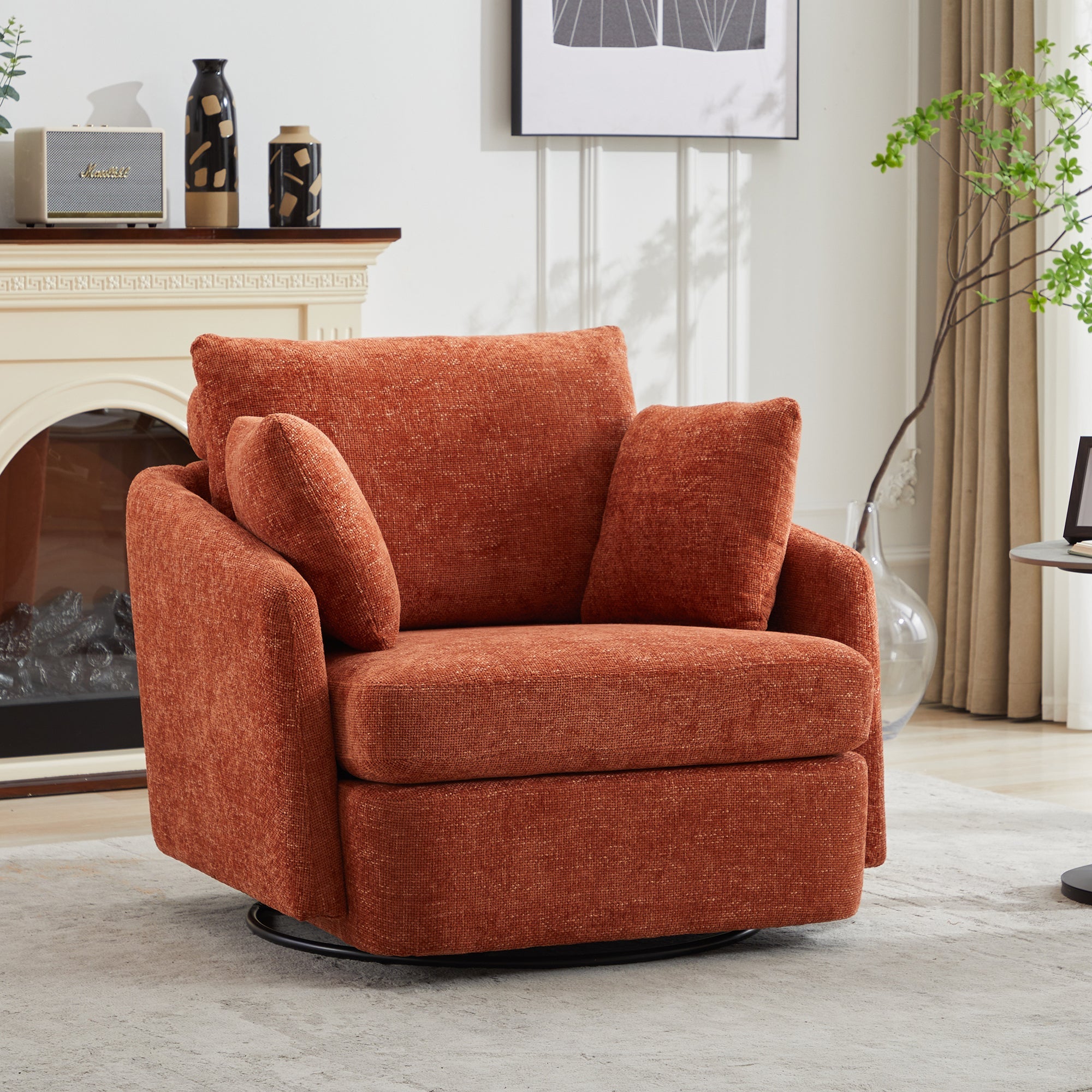 40.55'W Swivel Accent Sofa Chair with 2 Thorw Pillows