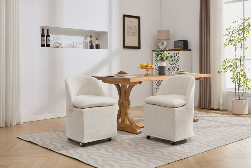 Chenille Fabric Dining Chairs with Universal Wheels
