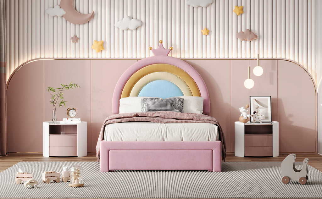 Twin/Full Size Rainbow Princess Platform Bed