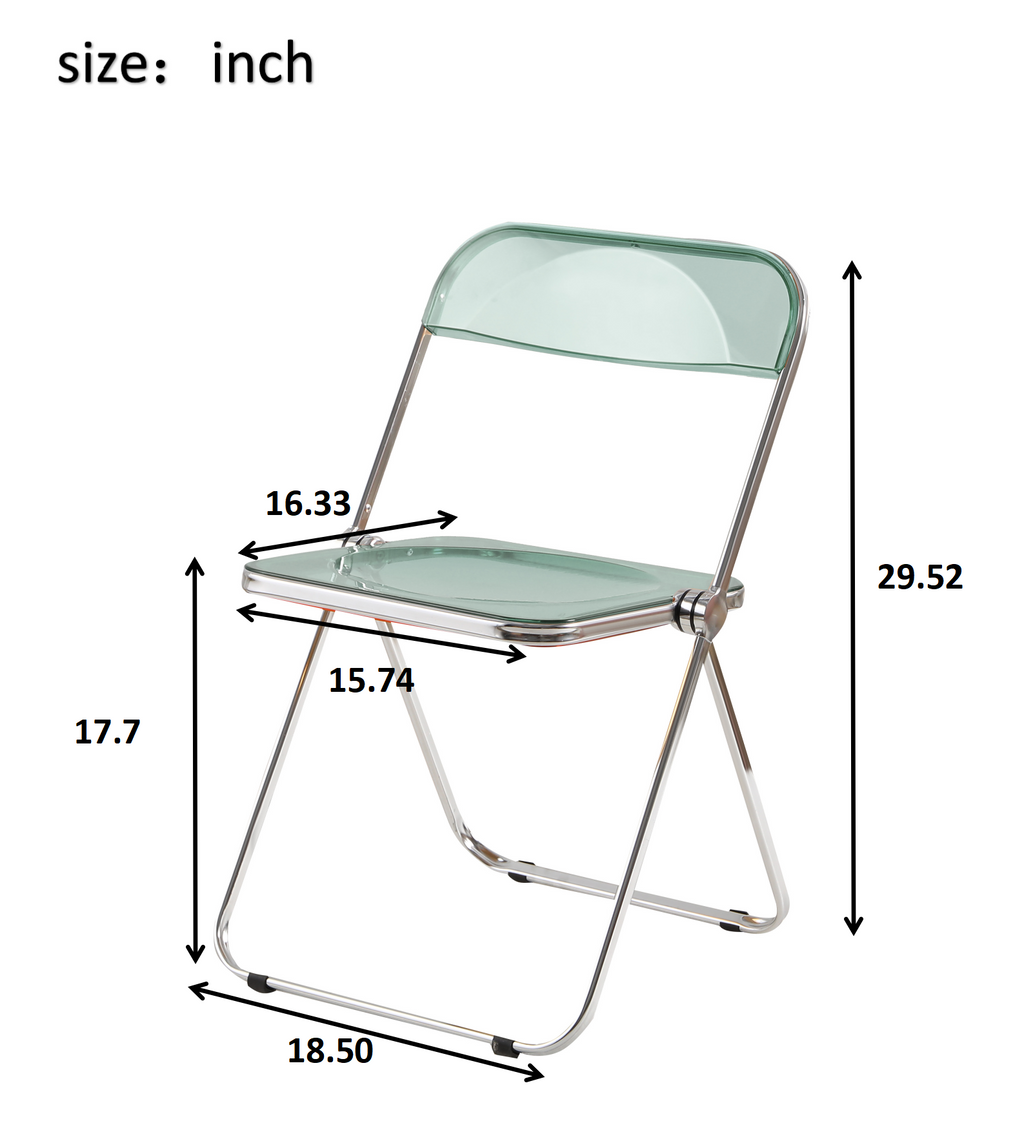 Folding Blue-Green  Ghost Chair Transparent Acrylic Stackable Chrome Frame