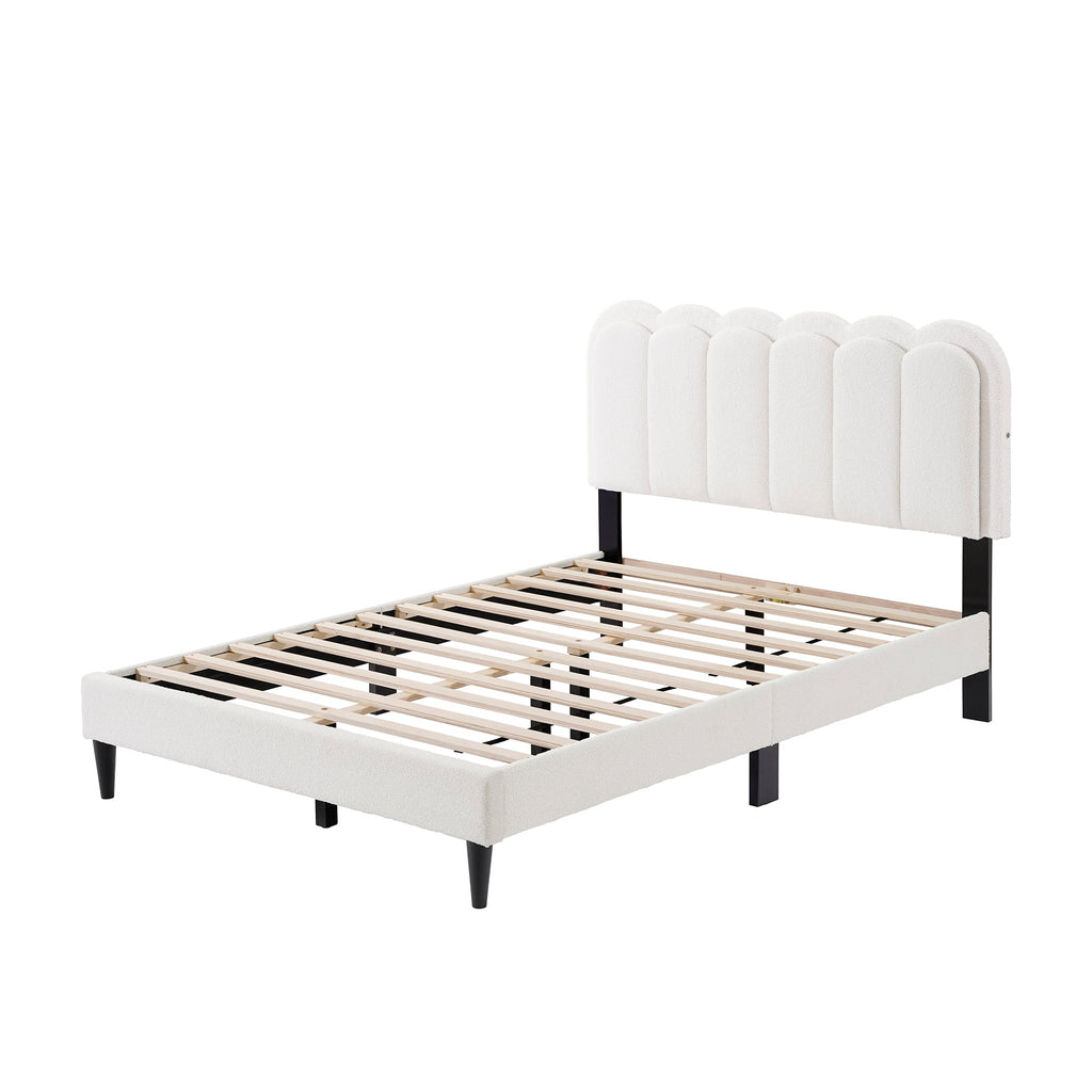 Lambswool Petal Headboard Bed Frame