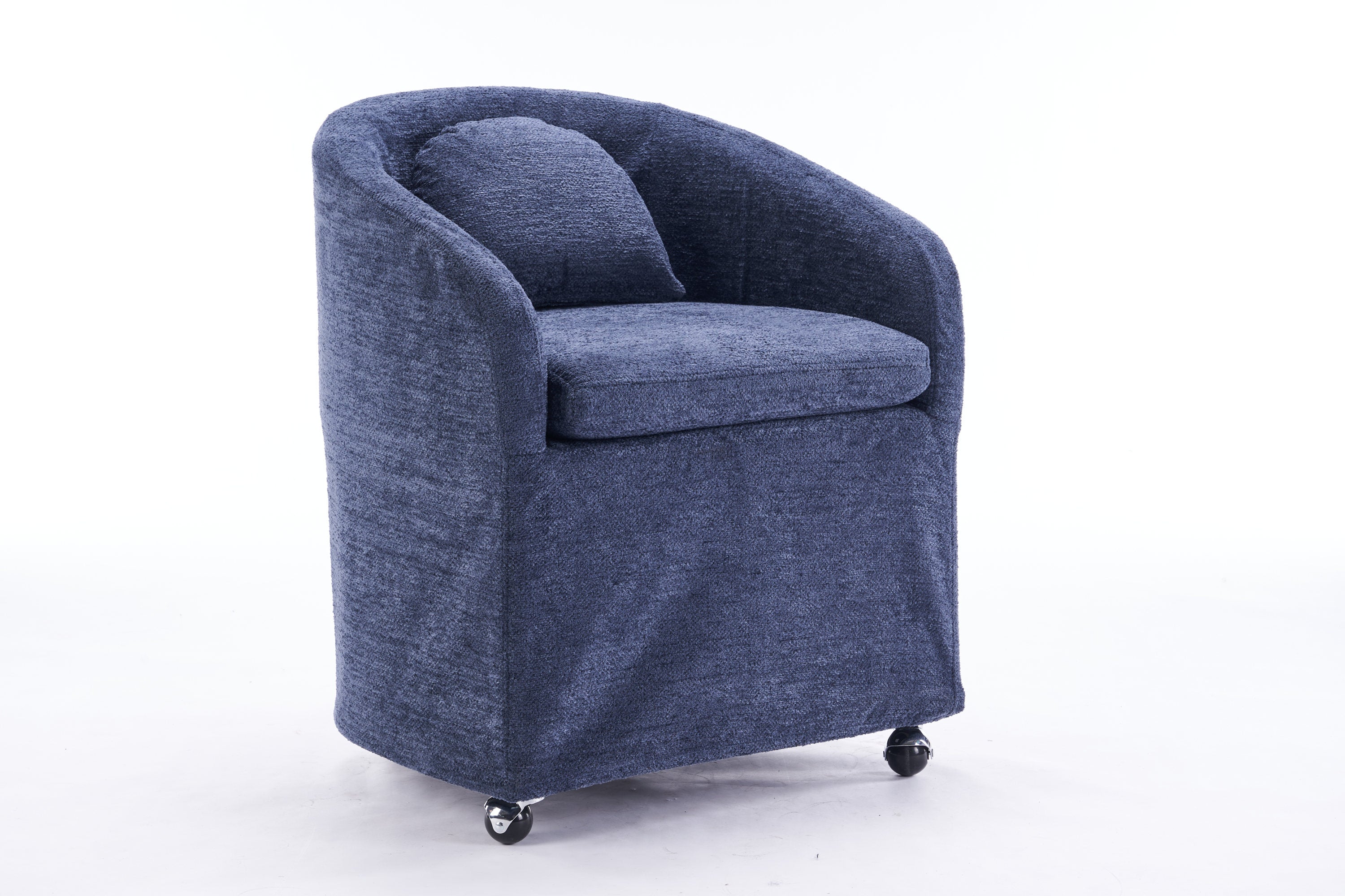Modern Chenille Fabric Dining Armchair with Back Cushion