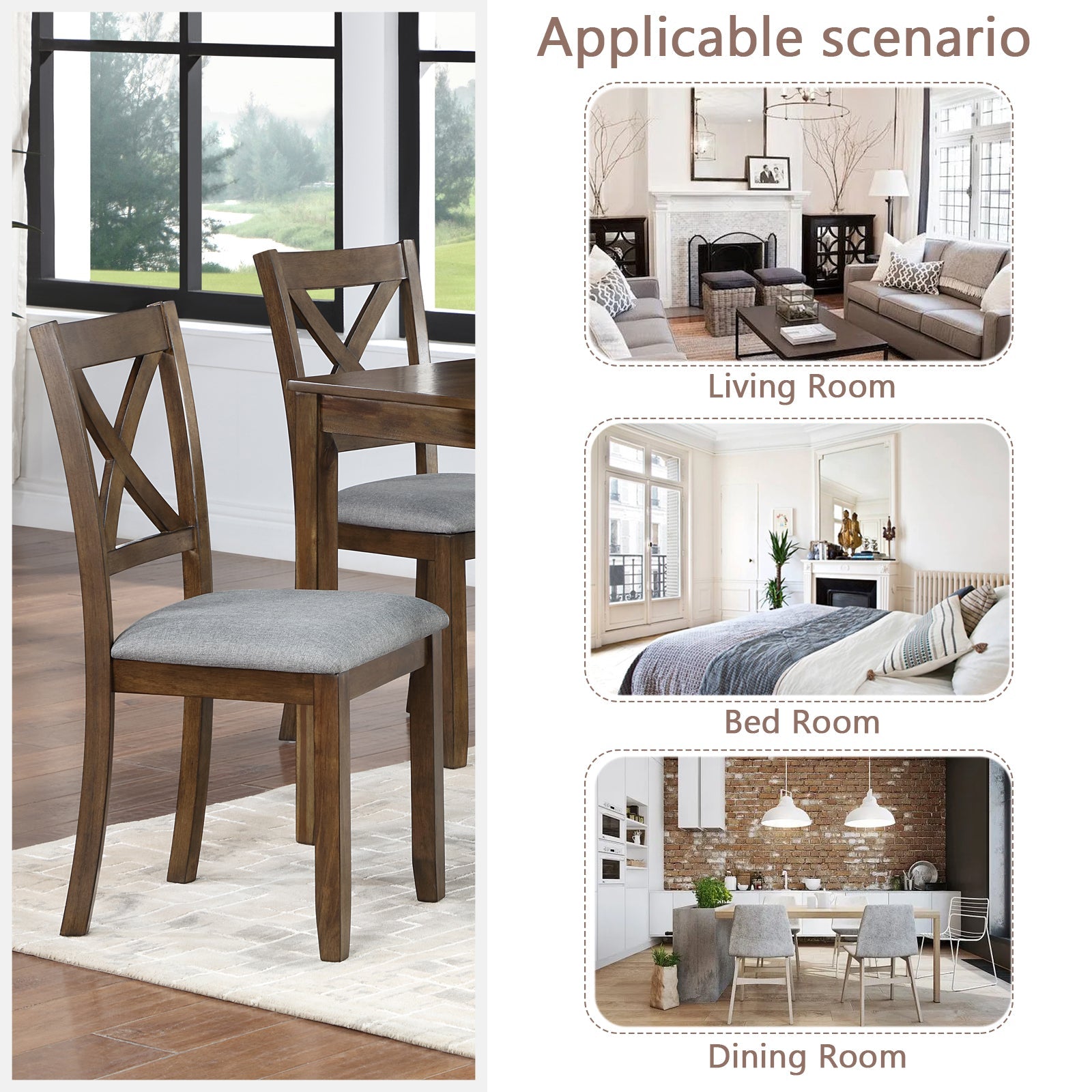 Kitchen Chair with Padded Seat (Set of 4)
