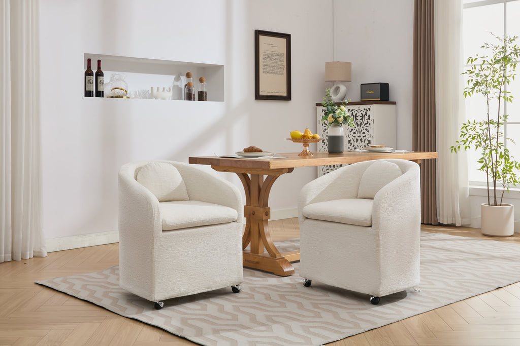 Modern Chenille Fabric Dining Armchair with Back Cushion