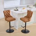 Aged and Retro PU Swivel Barstools Adjusatble Seat Height (Set of 2)