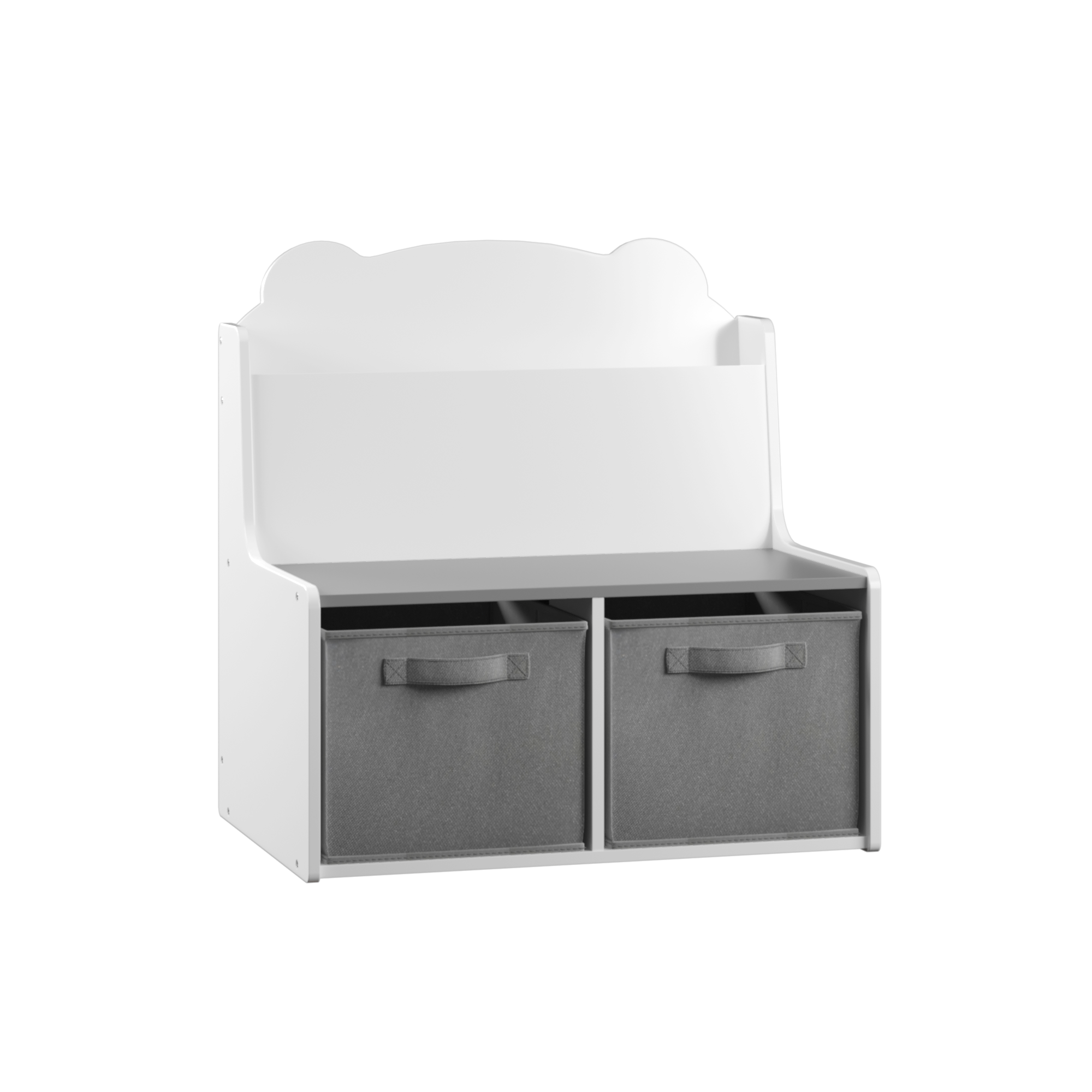 Kids Bookshelf with Storage Bins Wooden Bookcase
