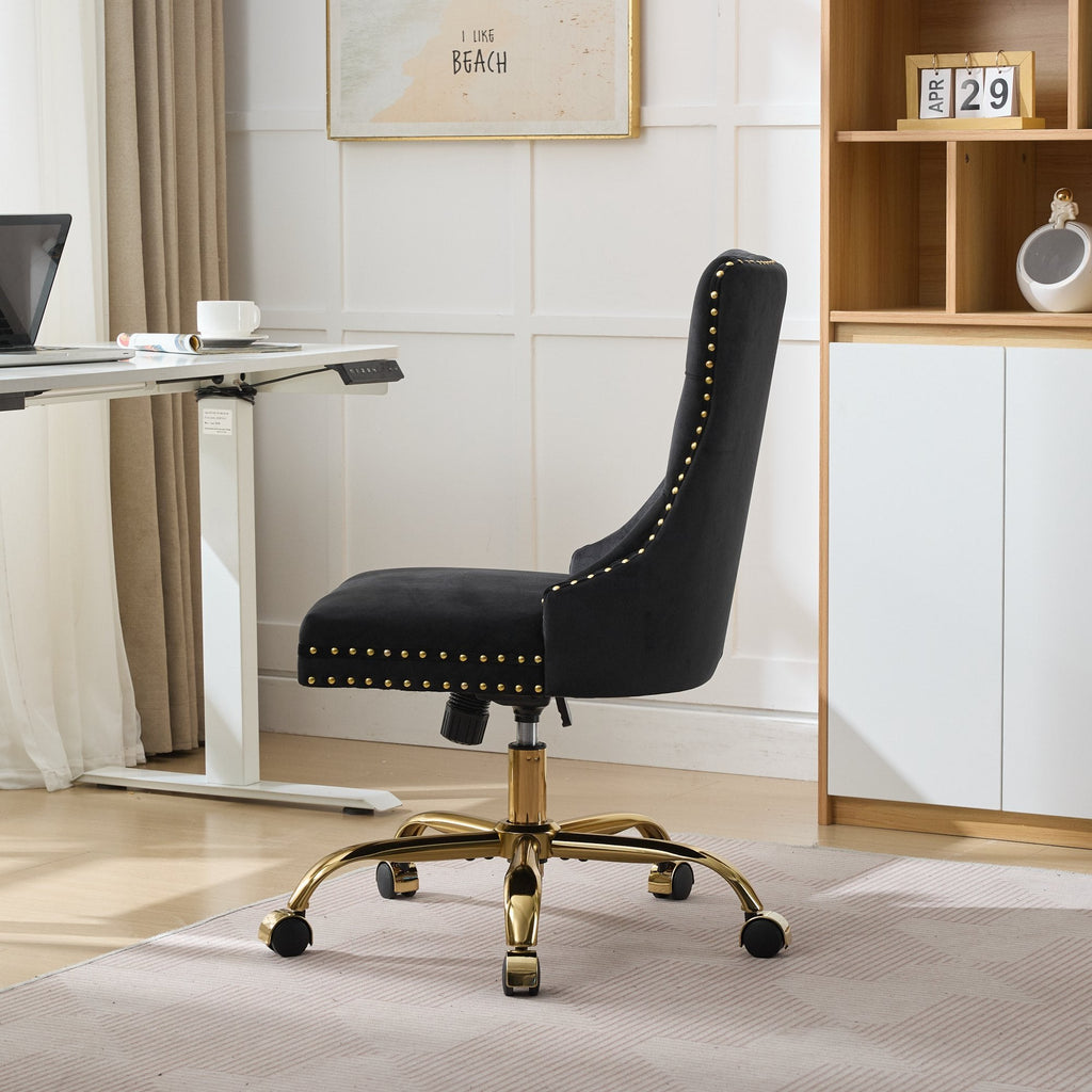 Modern Velvet Upholstered Tufted Button Home Office Chair