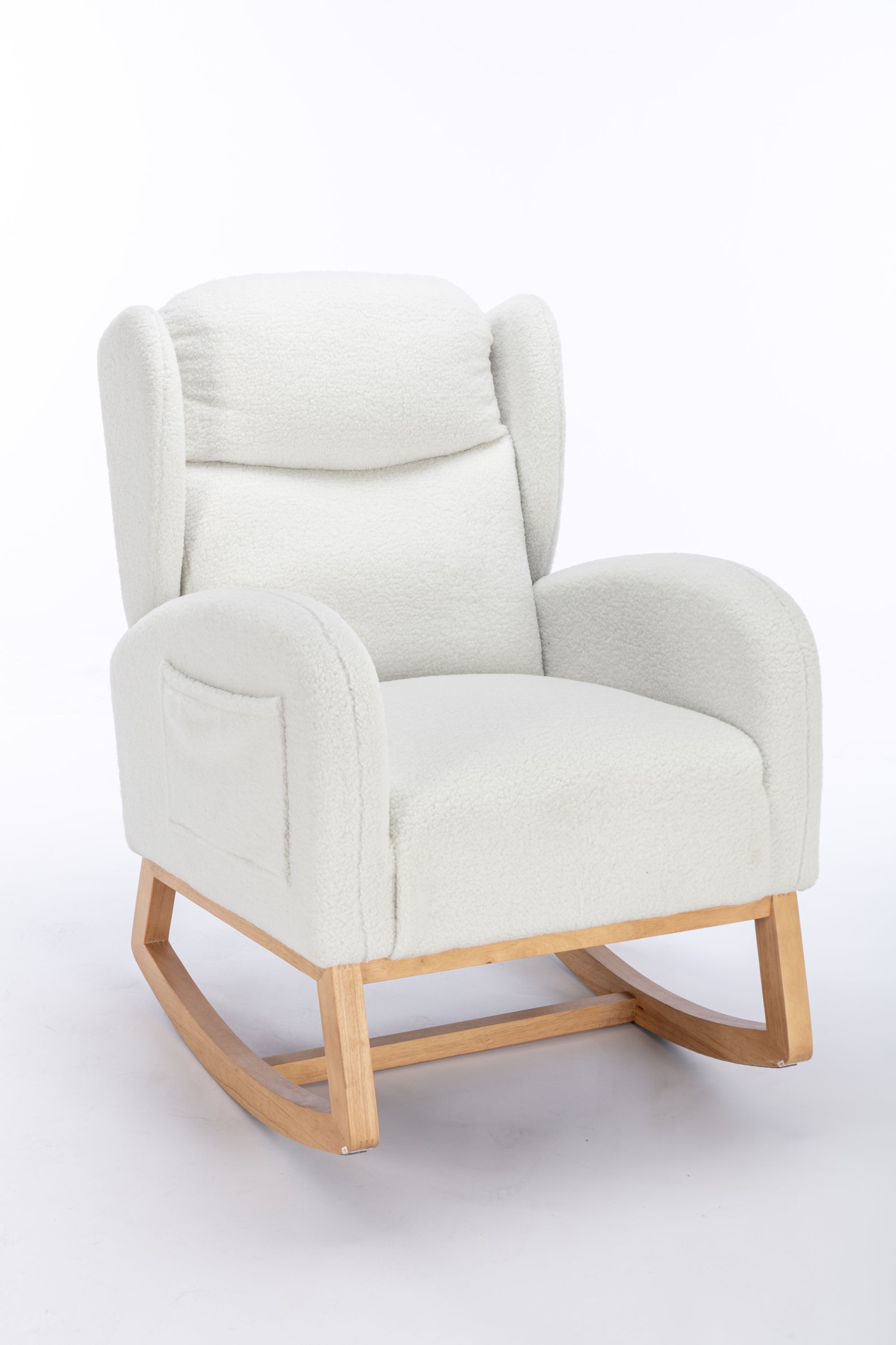 Teddy Fabric Rocking Chair with Packet Wood Legs