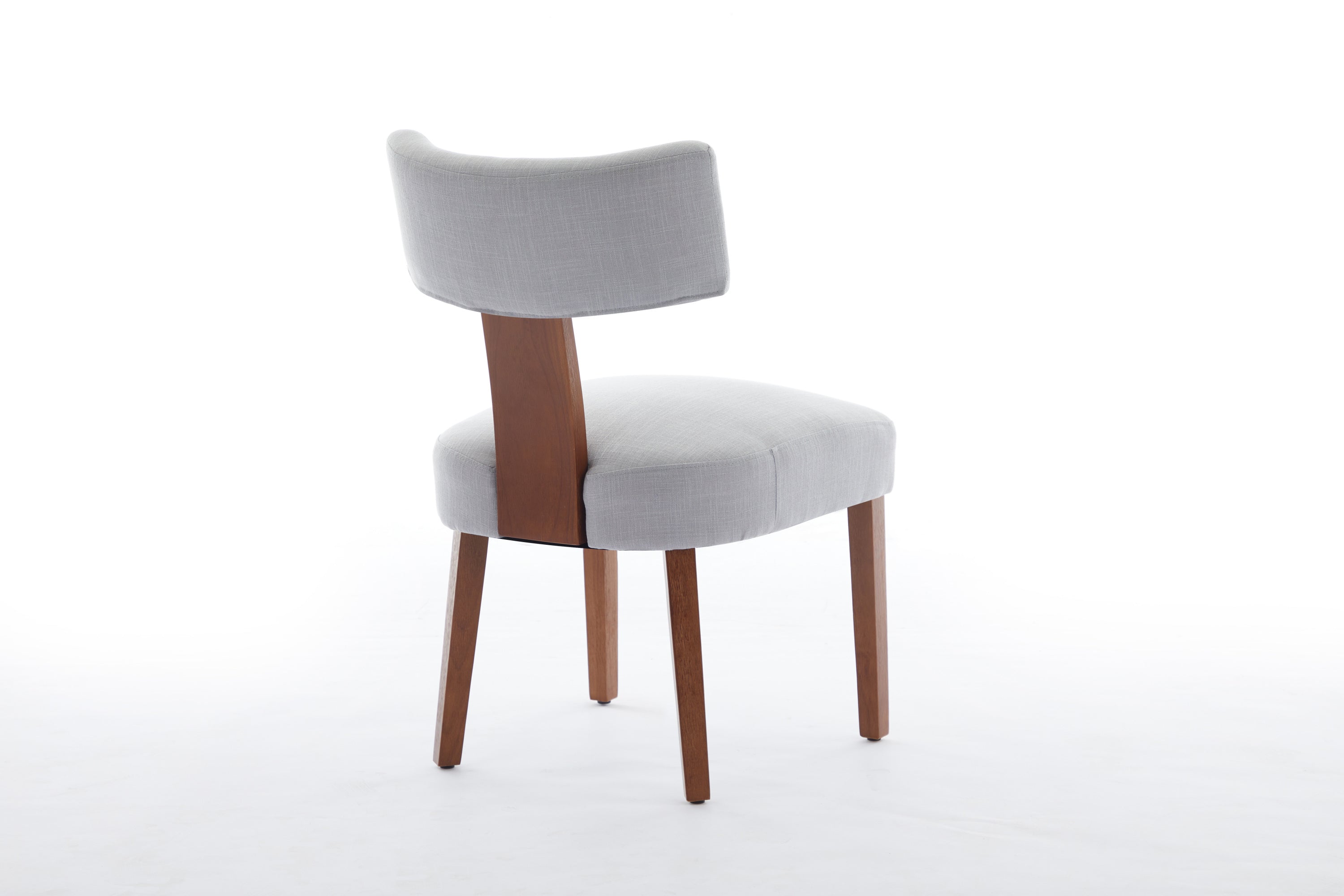 2Pcs  Modern Armless Dining Chairs With Curved Wingback and Solid Wooden Legs
