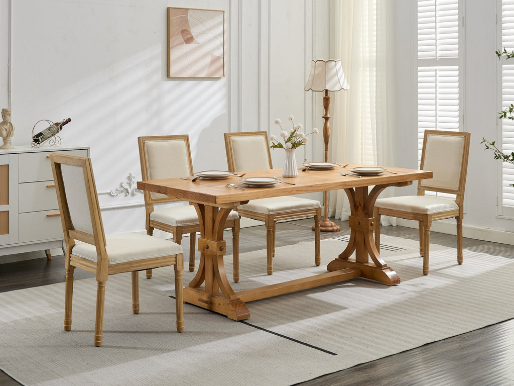 French Louis Dining Chairs with Square Backrest (Set of 2)