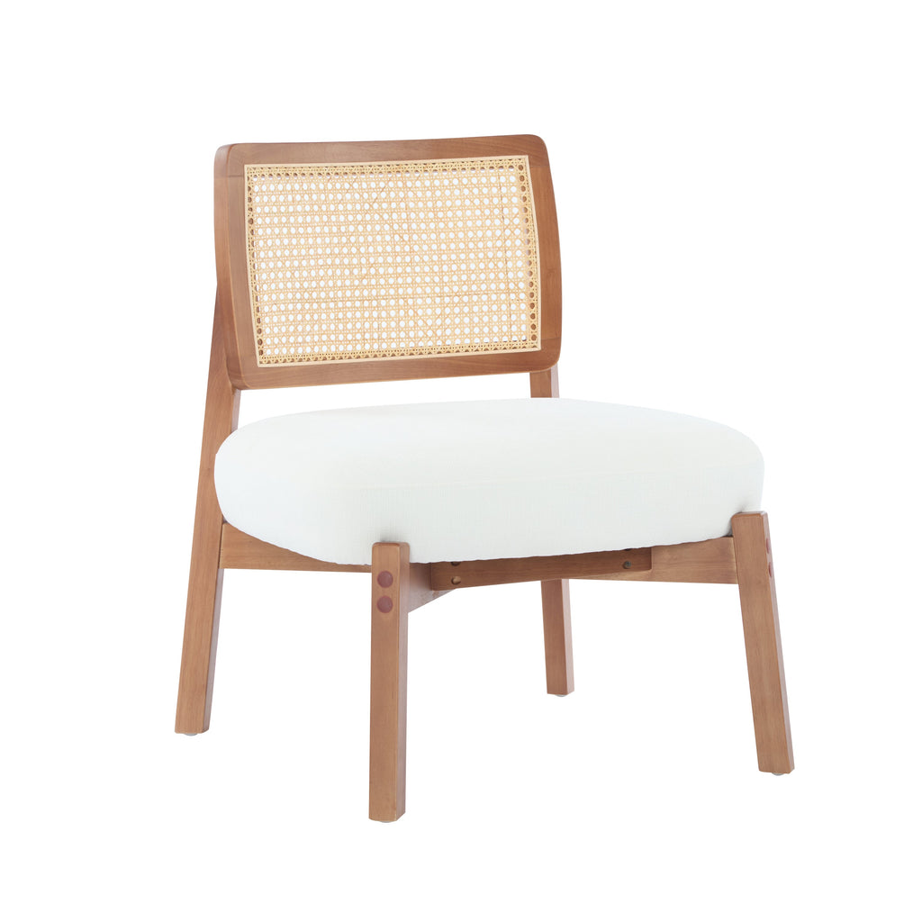 Modern Beige Lounge Chair with Woven Backrest (Set of 2)