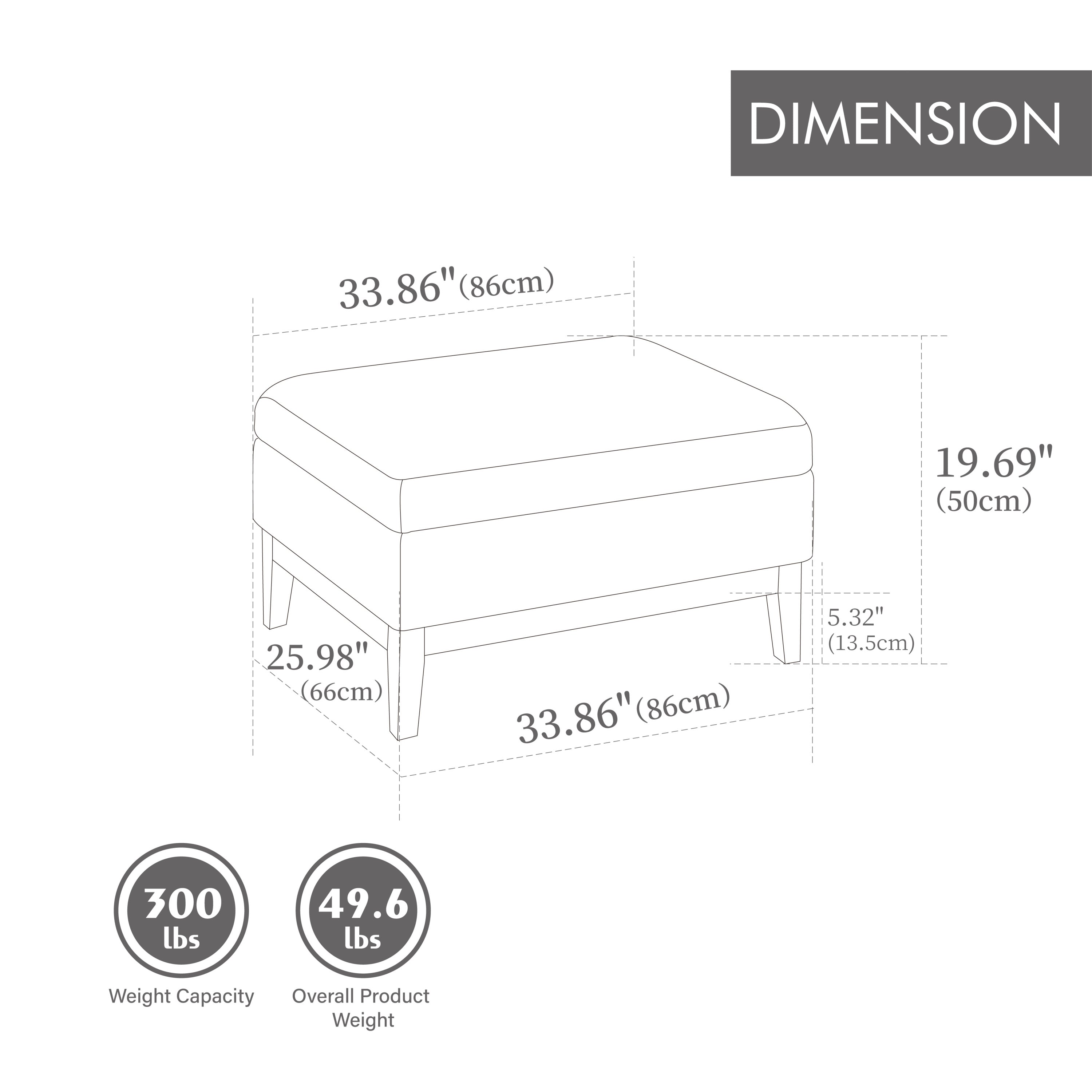 33.86'W Upholstered Wood Base Storage Ottoman