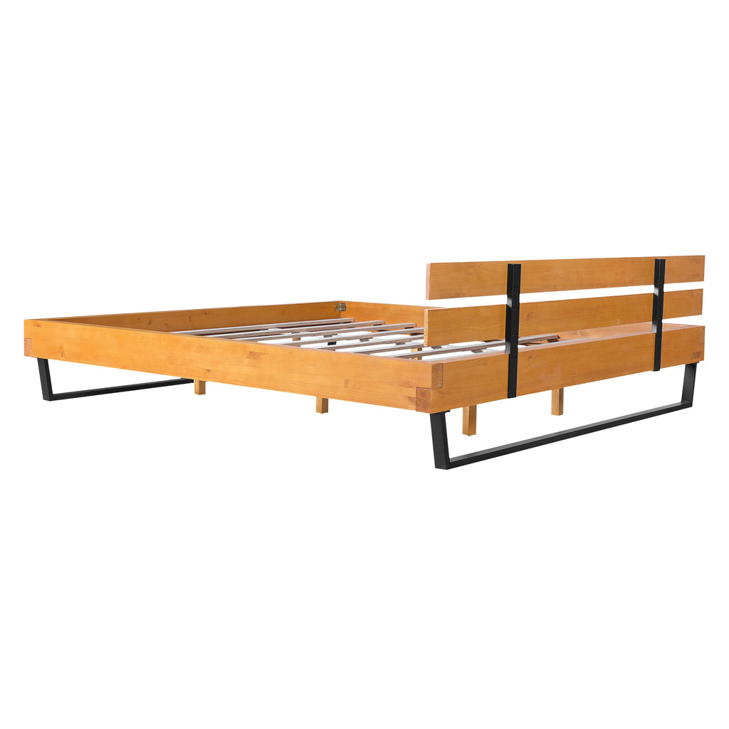 Natural Pine Wood Queen/King Size Bed Frame