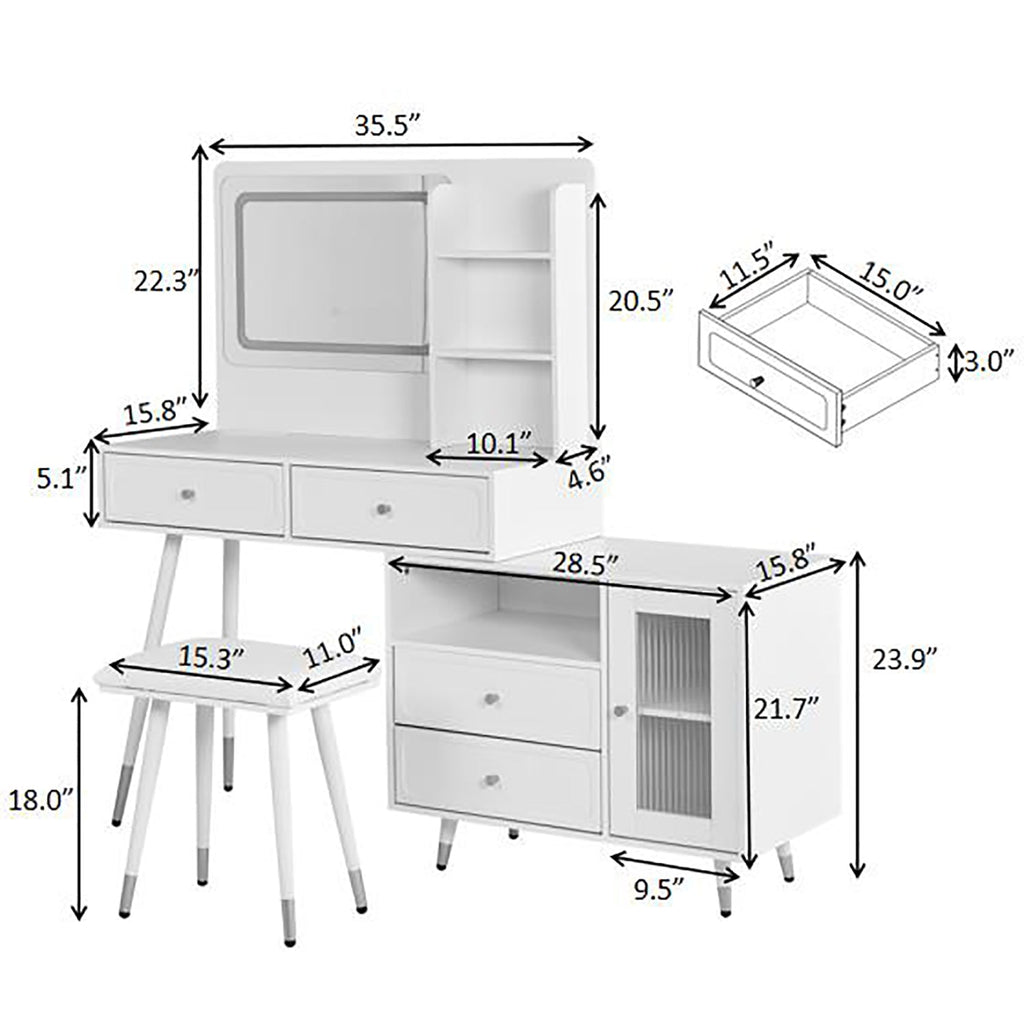 Modern Makeup Vanity Desk with Mirror and Lights