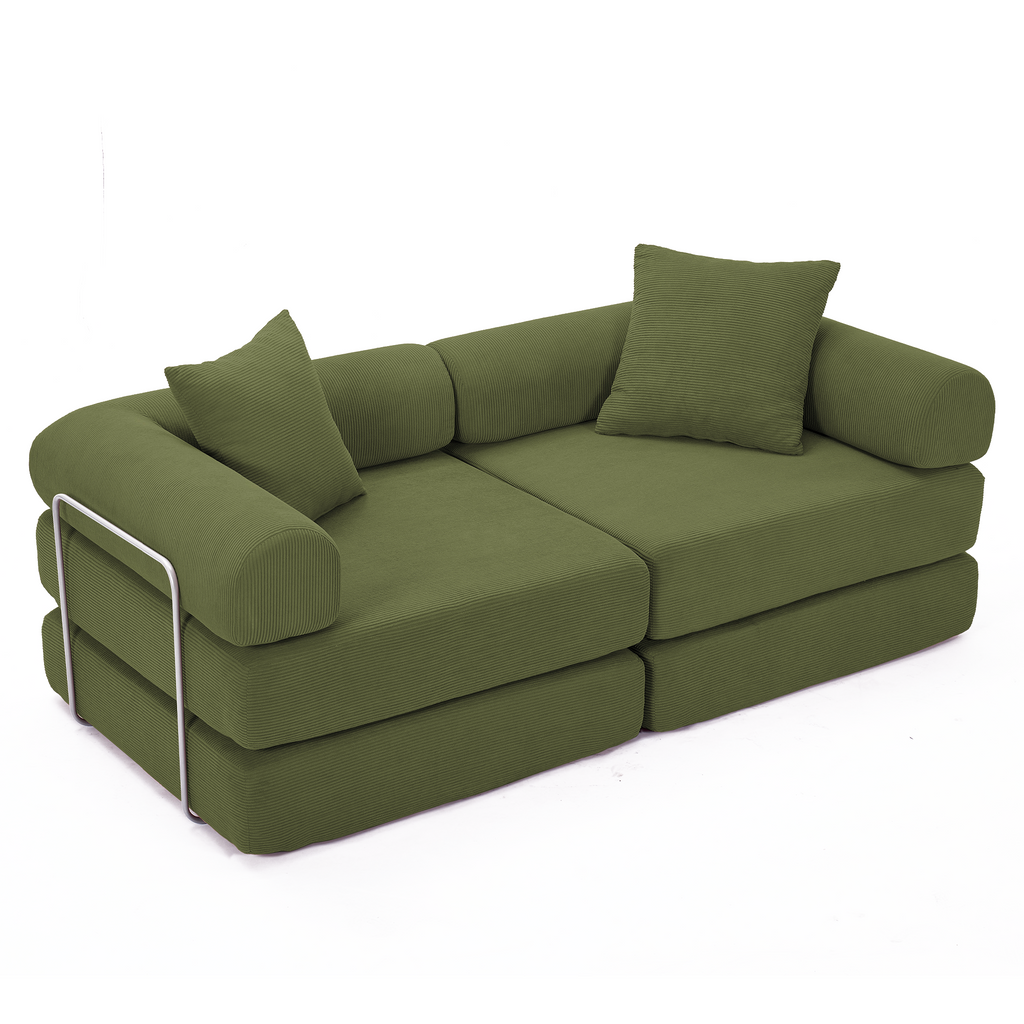 2 Seat Convertible Couch Folding Mattress Couch Sofa Bed