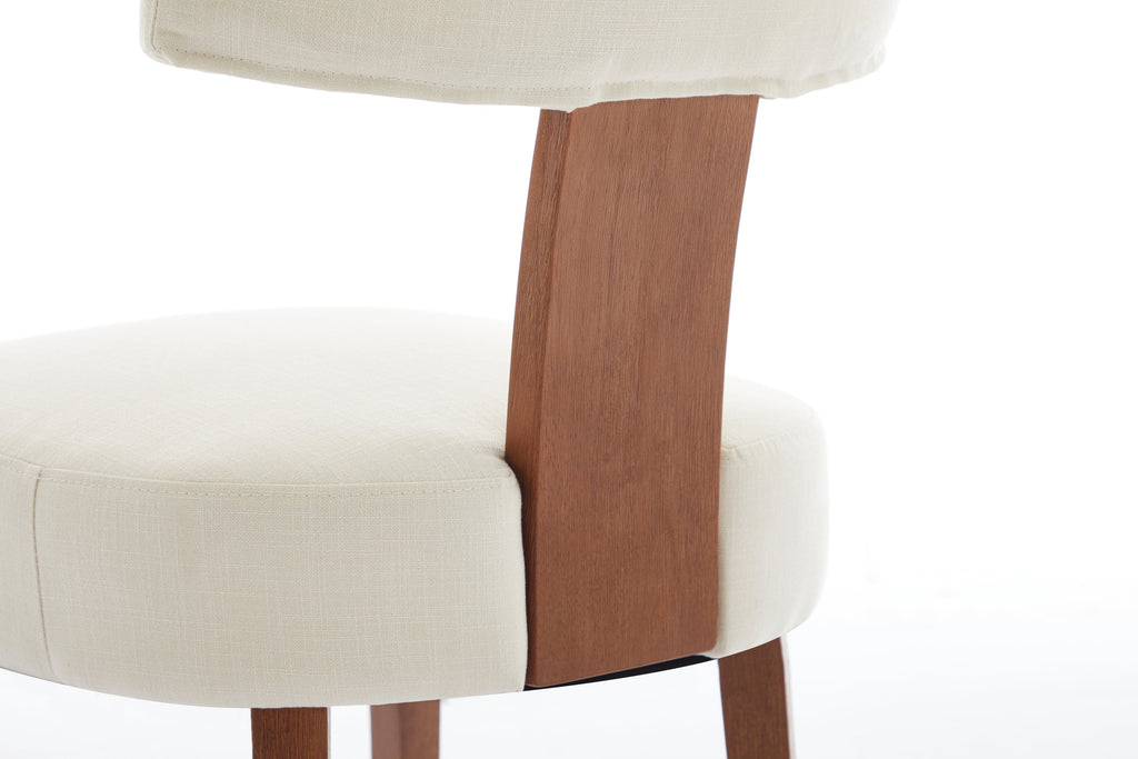 2Pcs  Modern Armless Dining Chairs With Curved Wingback and Solid Wooden Legs