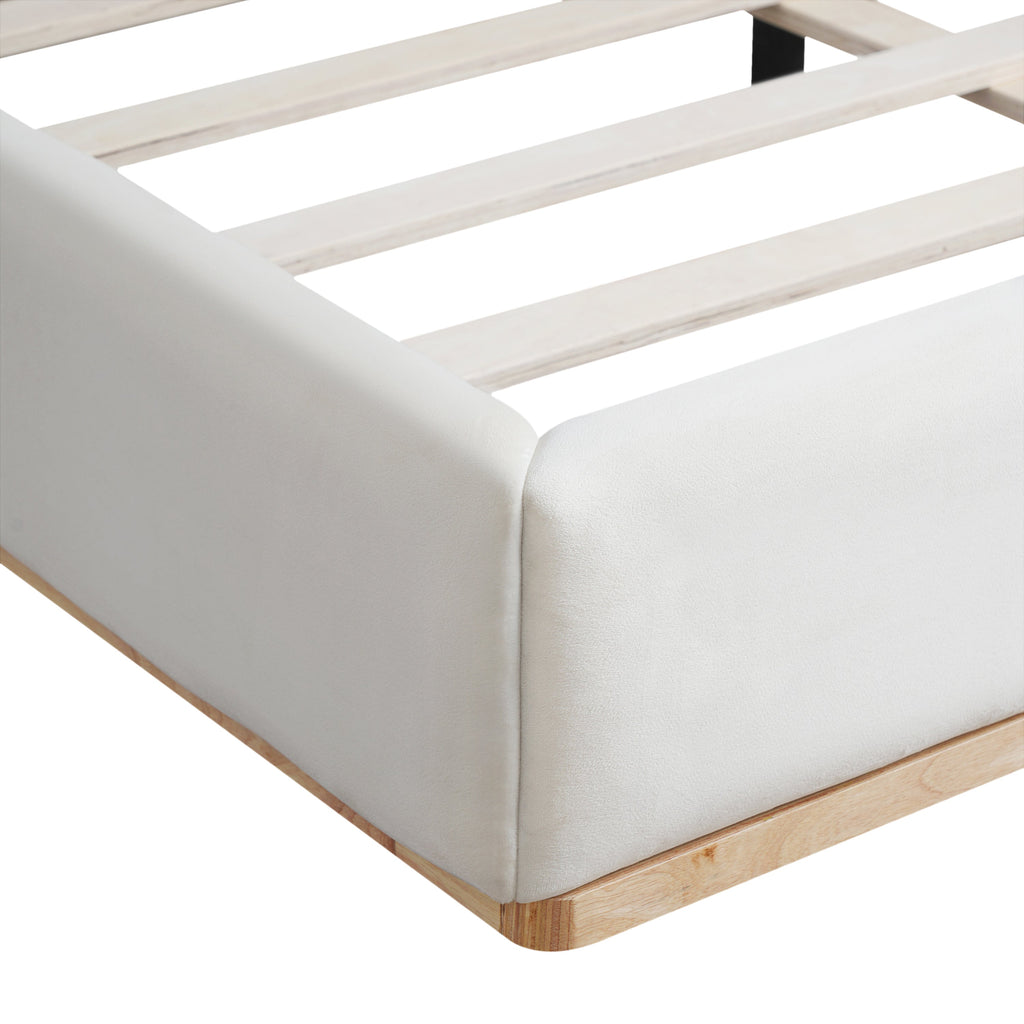 Elegant Upholstered Bed With Solid Wood Frame