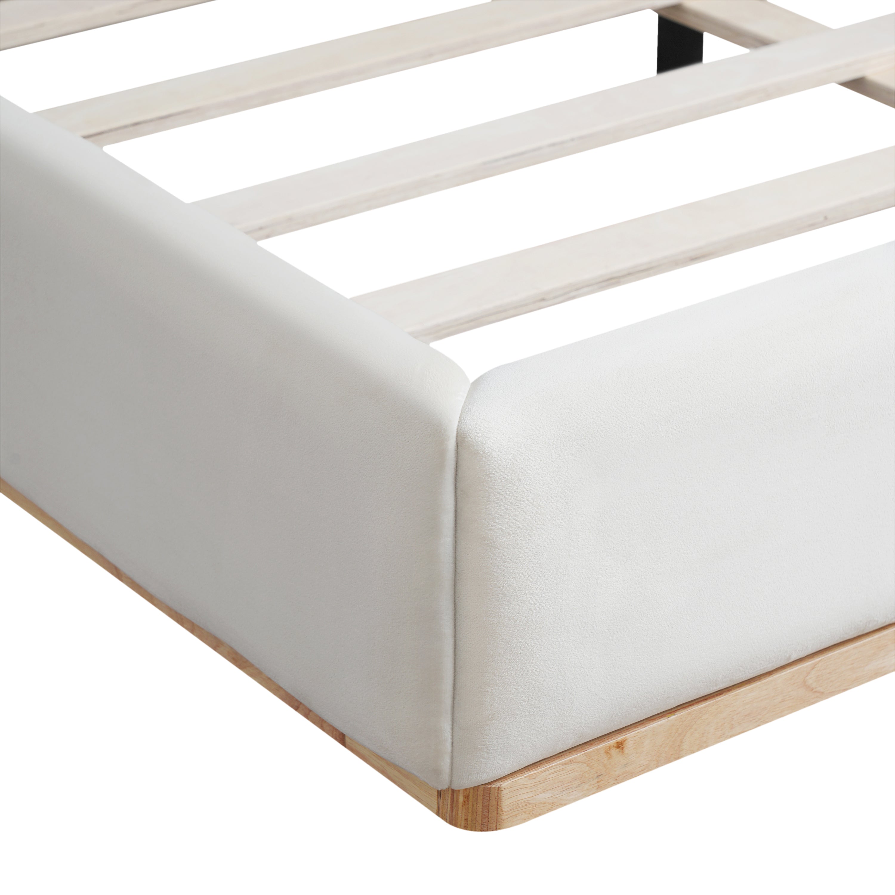 Elegant Upholstered Bed With Solid Wood Frame