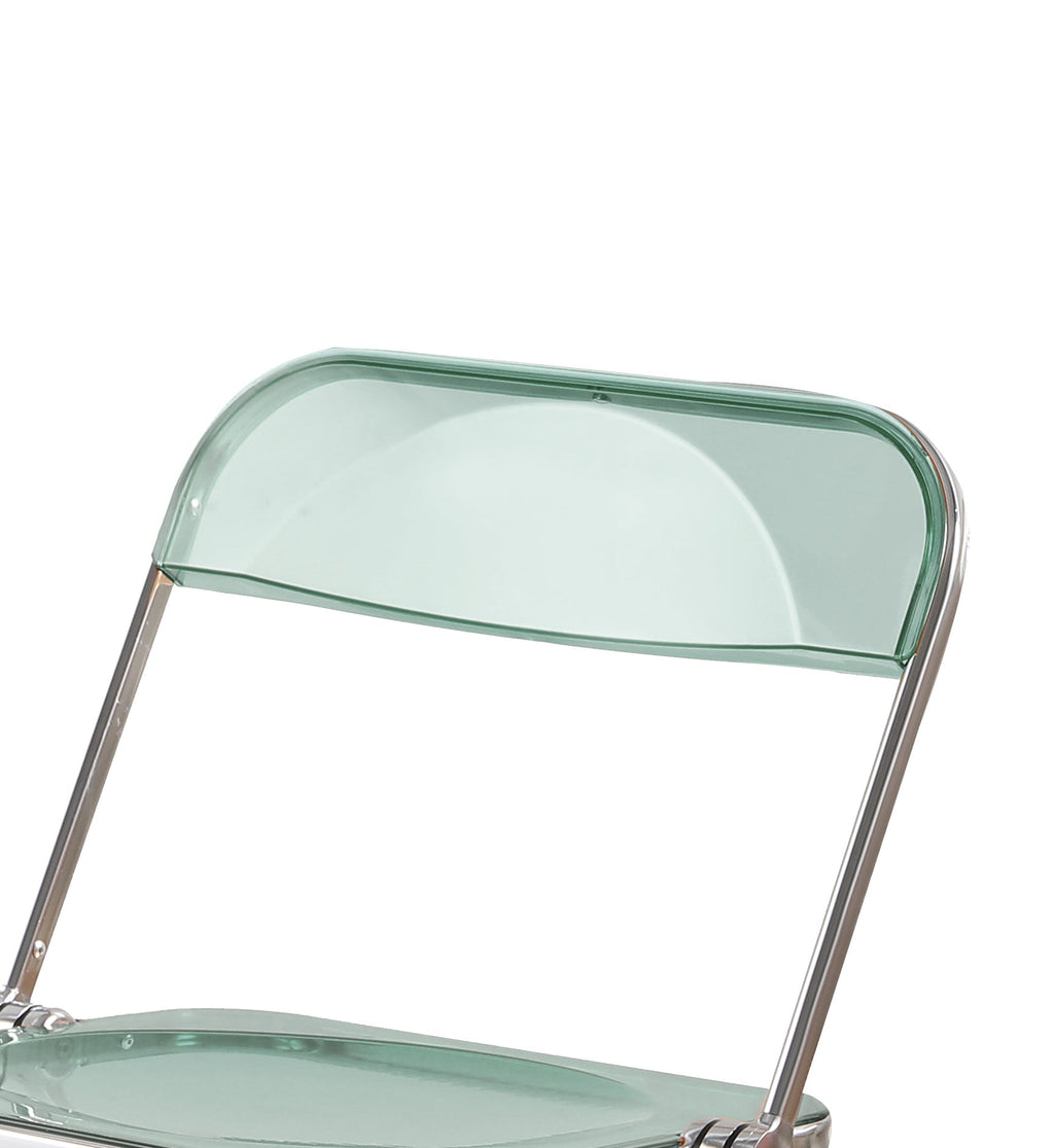 Folding Blue-Green  Ghost Chair Transparent Acrylic Stackable Chrome Frame