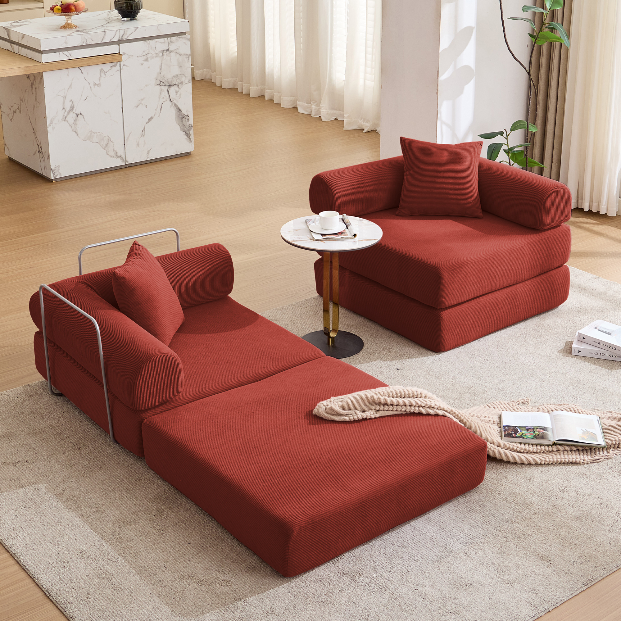 2 Seat Convertible Couch Folding Mattress Couch Sofa Bed
