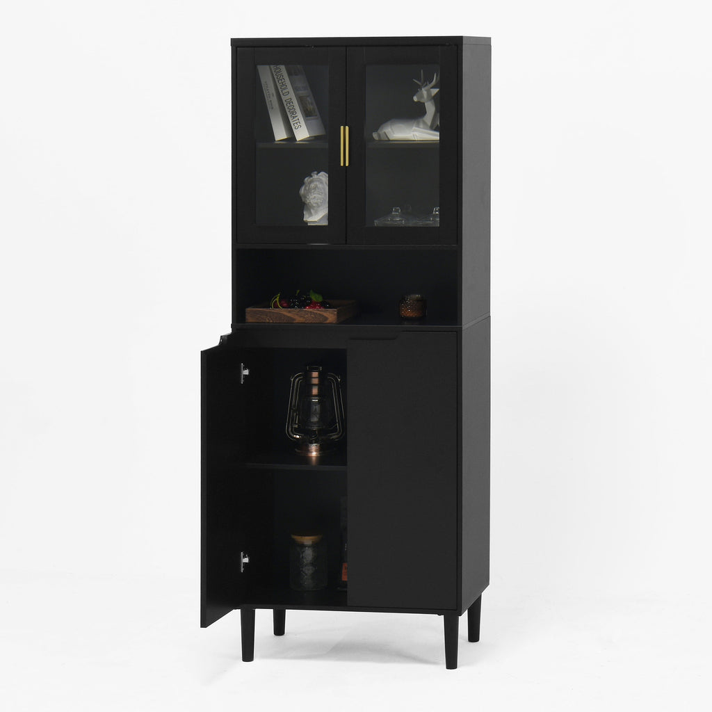 Tempered Glass Door Tall Storage Bookcase