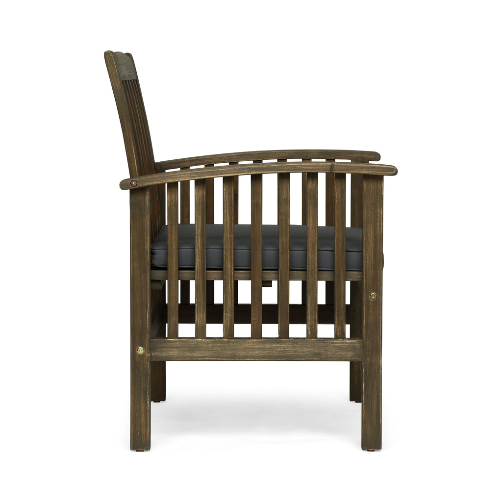 Outdoor 2PCS Acacia Wood Dining Chair Set with Cushions