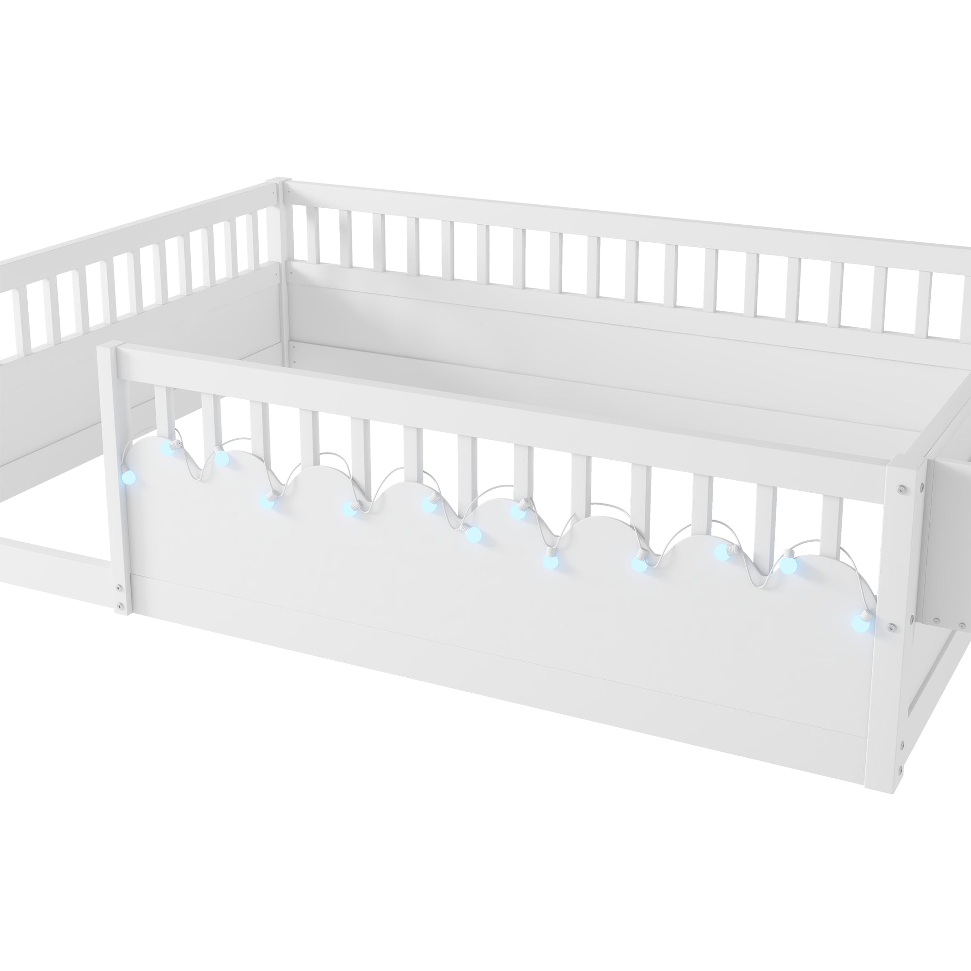 Twin/Full Montessori Floor Kids Bed Frame with High Rails