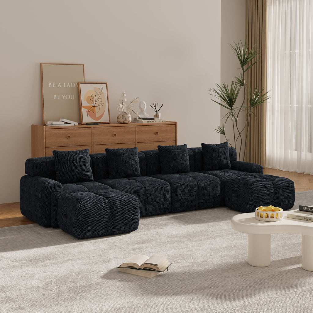 Oversized Boneless Convertible Cloud Couch with Movable Ottoman