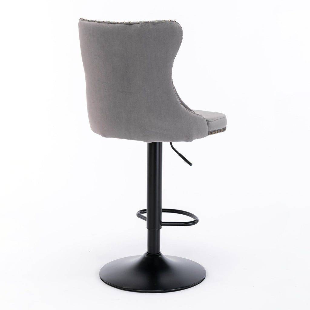 Modern Swivel Velvet Barstools Adjusatble Seat (Set of 2)