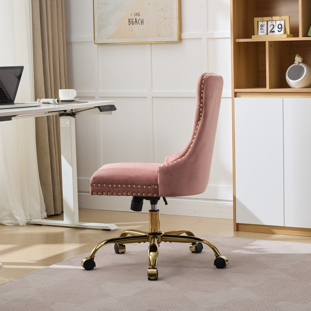 Modern Velvet Upholstered Tufted Button Home Office Chair