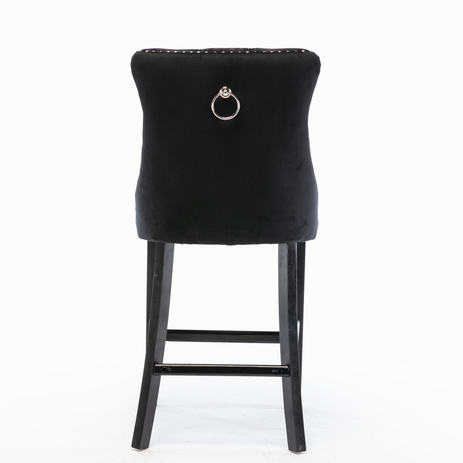 Contemporary Velvet Upholstered Barstools with Button Tufted Decoration (Set of 2)