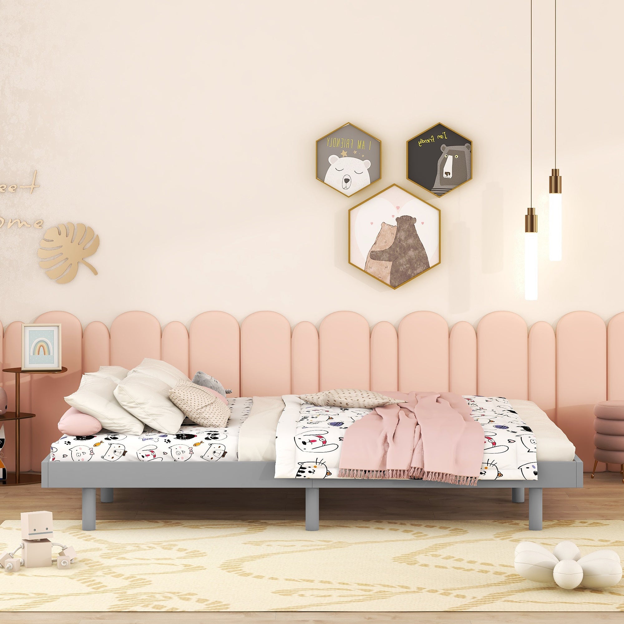 Modern Design Full Floating Platform Bed Frame