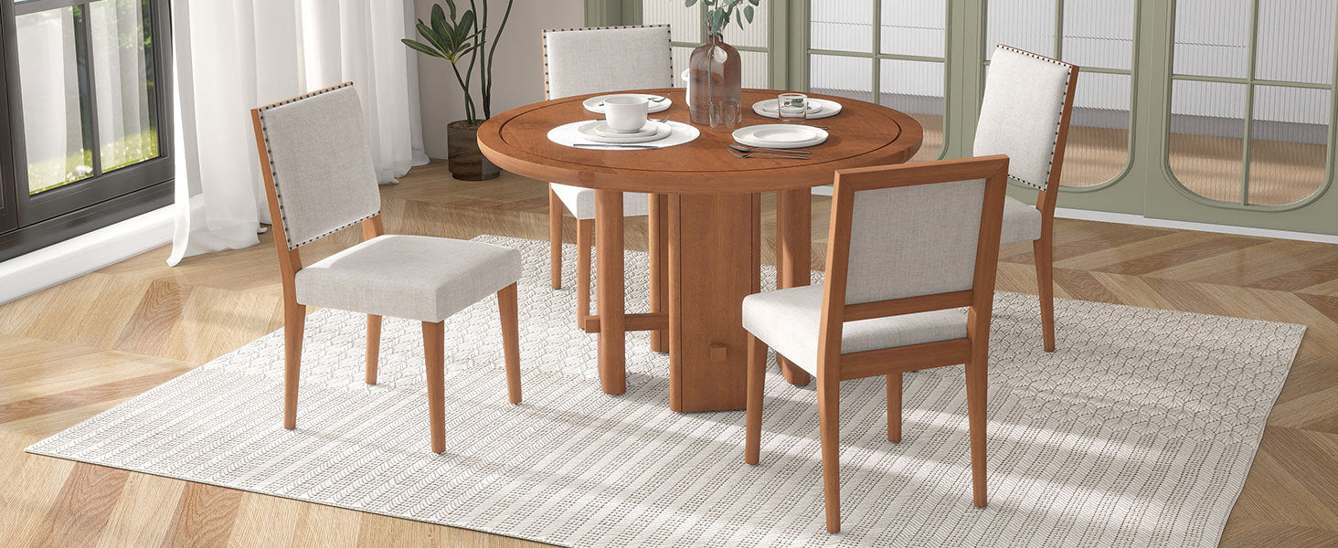 Minimalist Farmhouse Round Dining Table Set