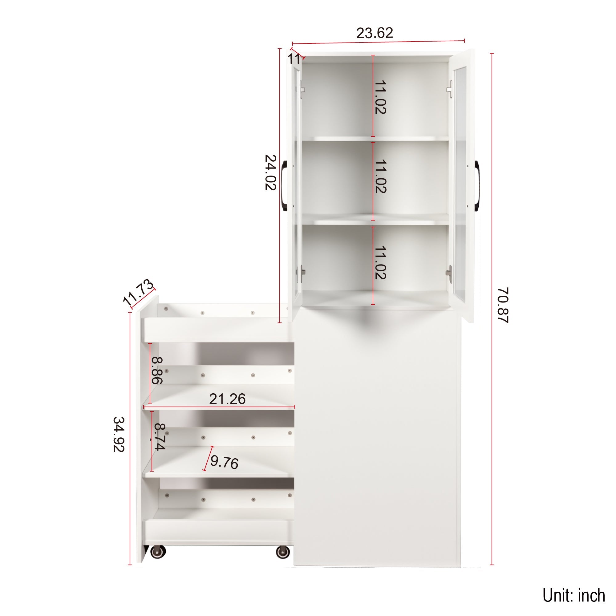 70.87'H Modern Display Storage Cabinet
