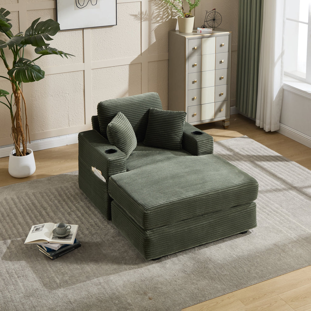 Corduroy Upholstered Chaise Lounge Sofa