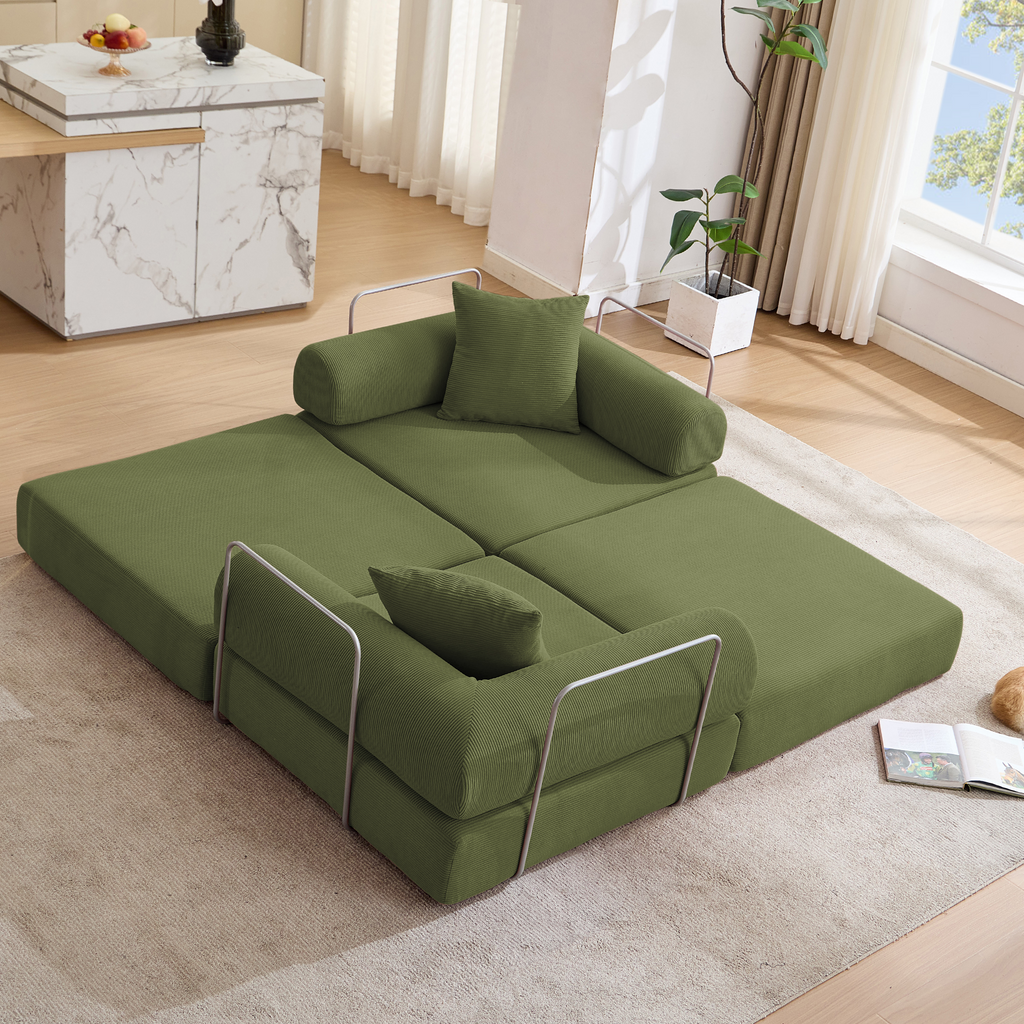 2 Seat Convertible Couch Folding Mattress Couch Sofa Bed