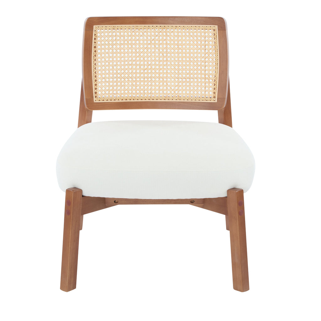 Modern Beige Lounge Chair with Woven Backrest (Set of 2)
