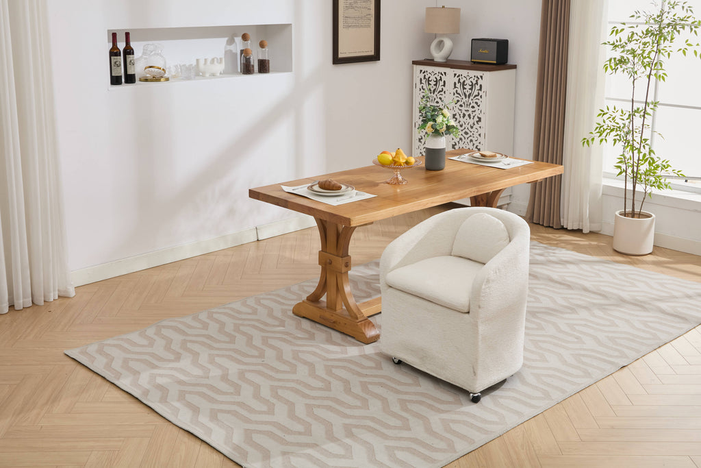 Modern Chenille Fabric Dining Armchair with Back Cushion