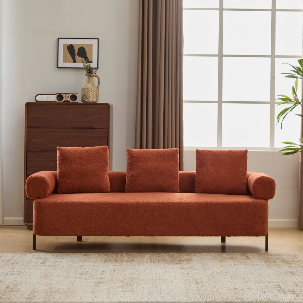 78' Modern Upholstered Sofa with 3 Plush Pillows