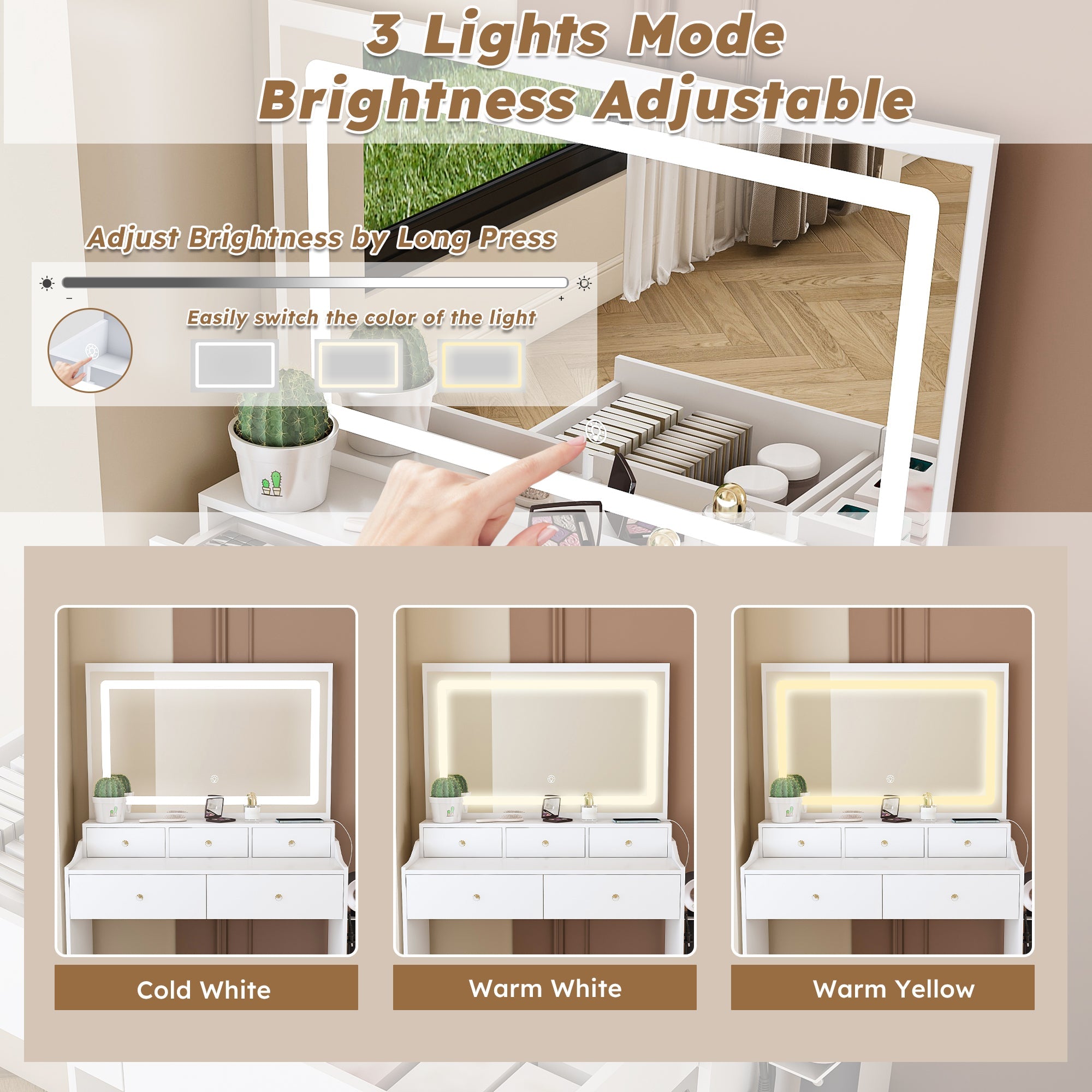 Modern Makeup Vanity Set with Power Outlet