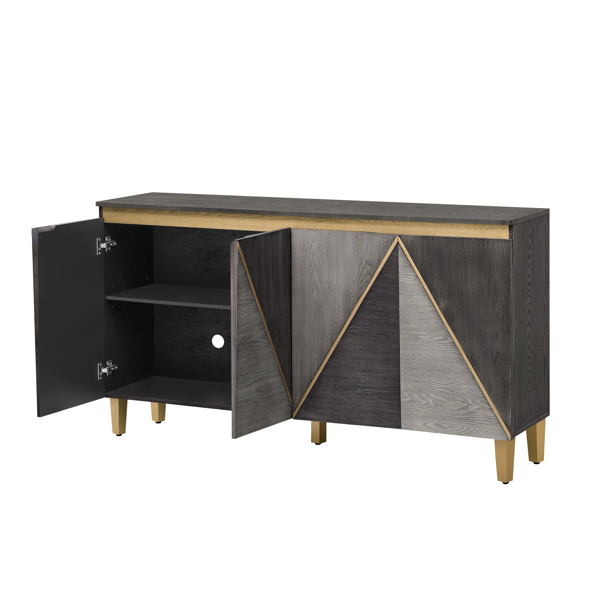 60' Retro Sideboard Cabinet with Adjustable Shelves
