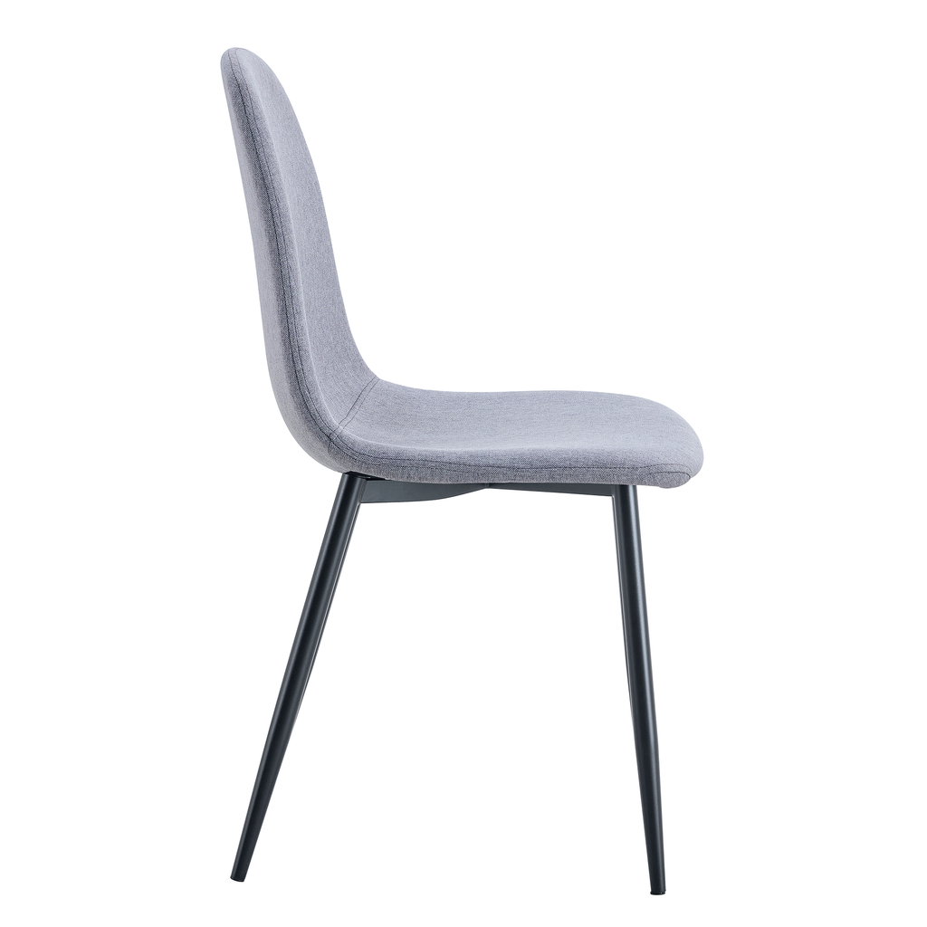 Luxury Simple Chair Black Linen Dining Chair  (Set of 4)