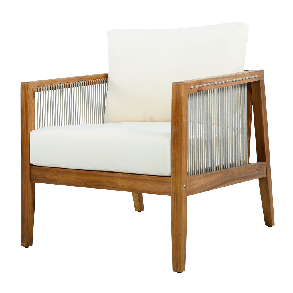 1PC/2PCS Acacia Wood Frame Outdoor Club Chair with Water-Repellent Cushions