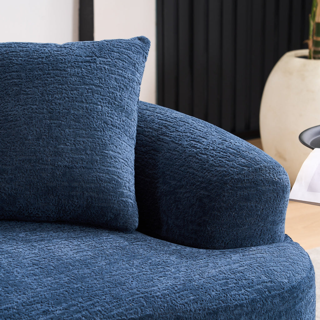 Loveseat Sofa with Wood Grain Chenille Fabric