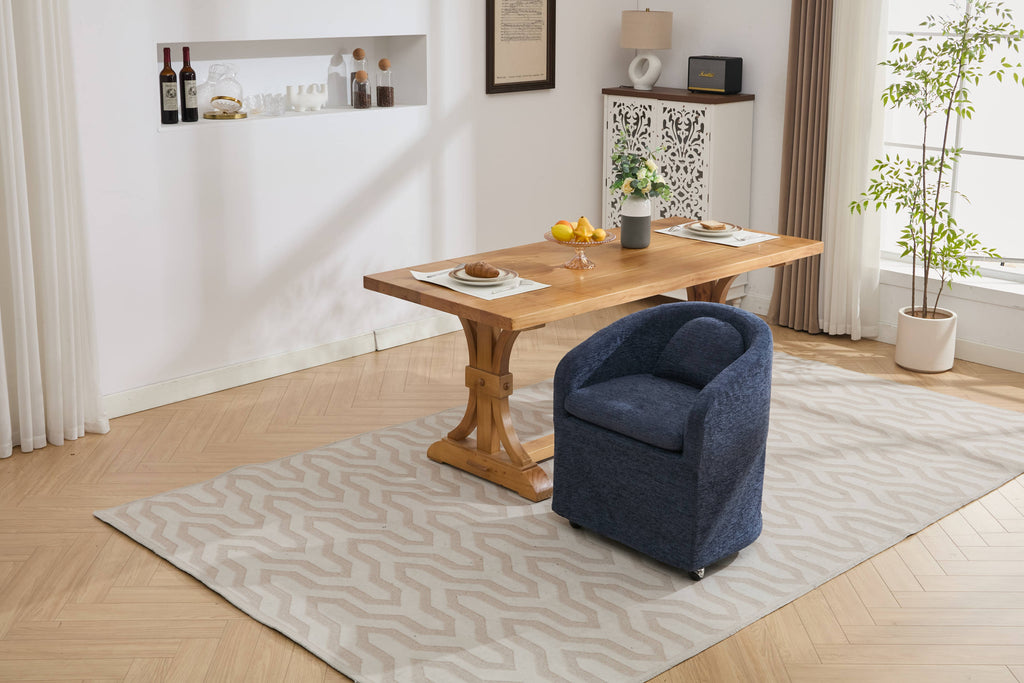 Modern Chenille Fabric Dining Armchair with Back Cushion