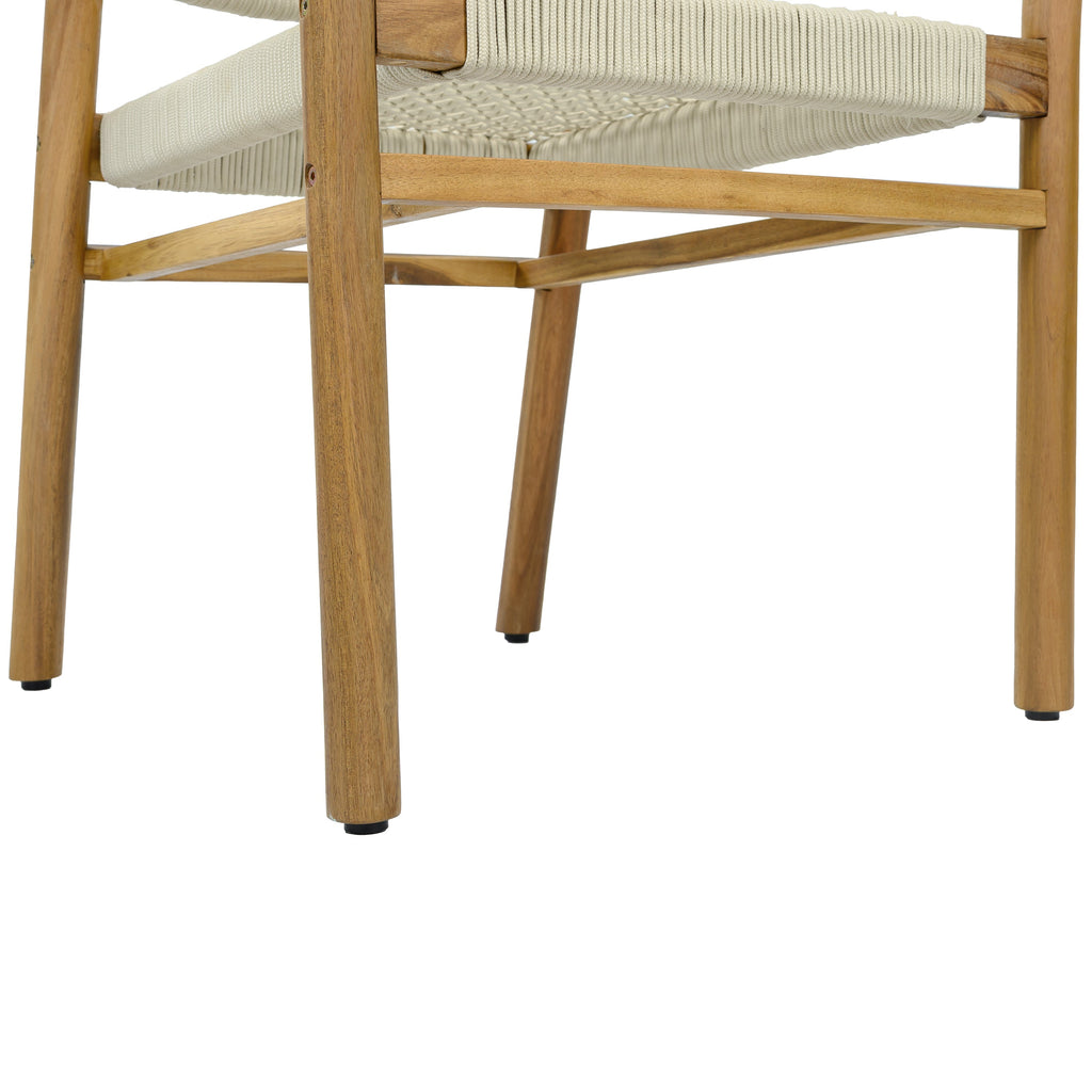 2-seat Woven Outdoor Chairs, Comfy Patio Seating with Elegant Teak Finish