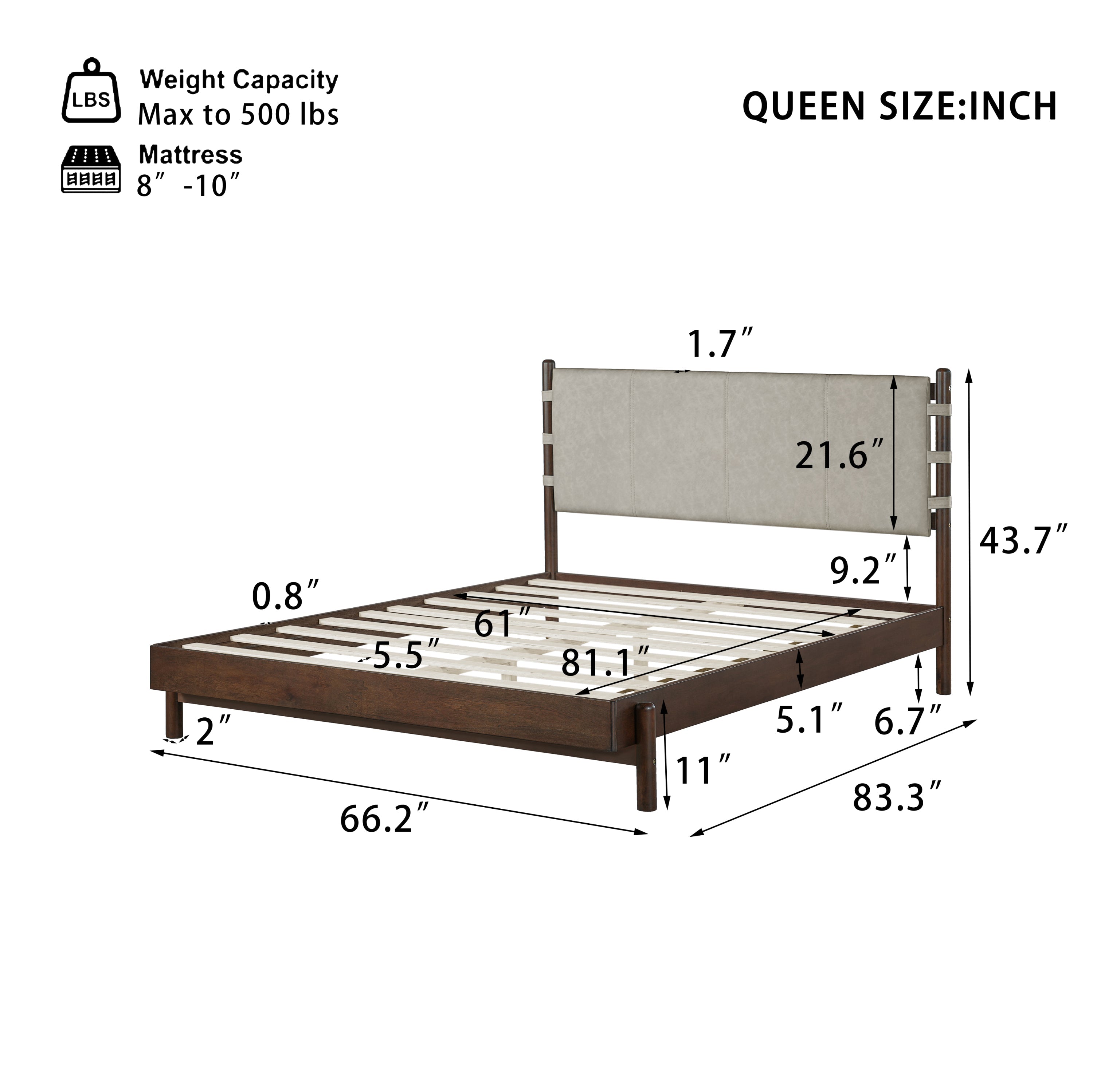 Modern Queen Bed Frame Set with 2 Nightstands