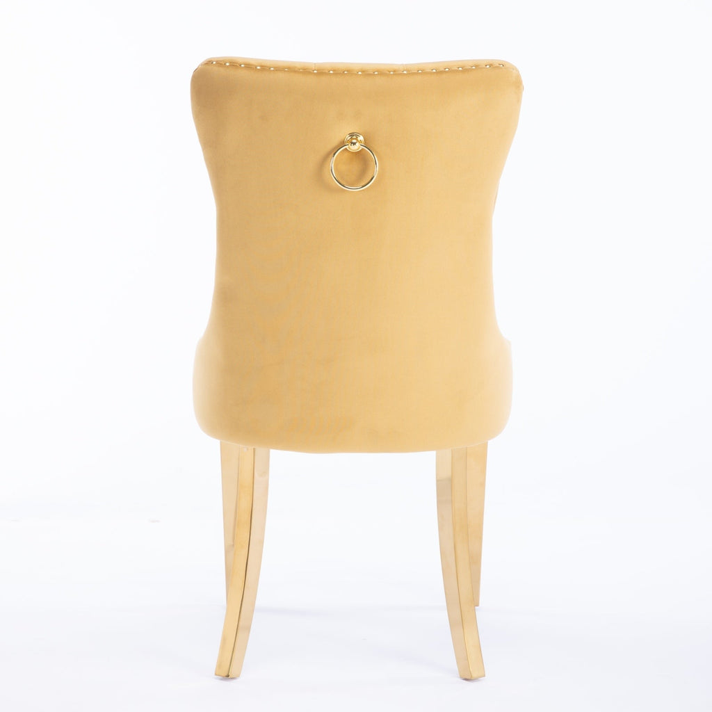 Modern High-end Tufted Solid Wood Velvet Dining Chairs (Set of 2)