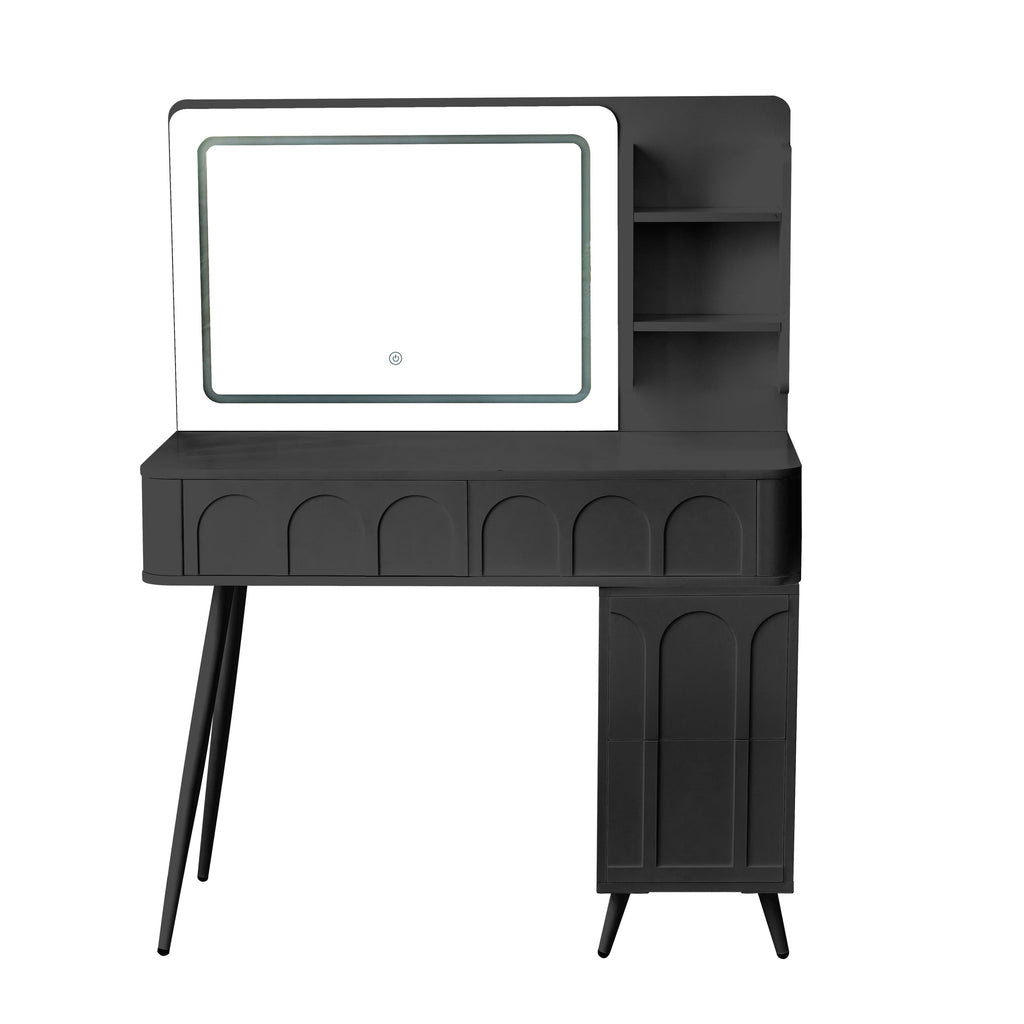 Modern Makeup Vanity Desk with LED Lights and Mirror